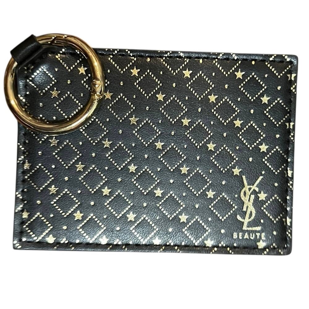Yves Saint Laurent YSL Beauté Black & Gold Keychain Mirror with Ring